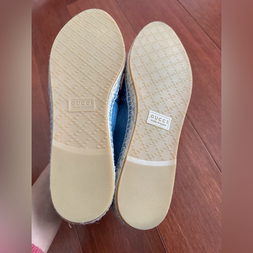 Gucci Ines Espadrille Flats Logo Embroidered Denim Blue. Various Size Available - Picture 5 of 16